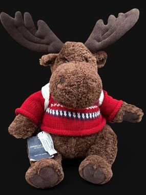 American Eagle Outfitters Brown Moose Plush in Red Knit Sweater